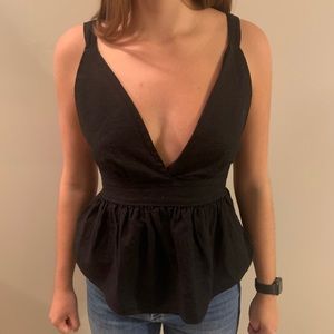 Free people black peplum tank top